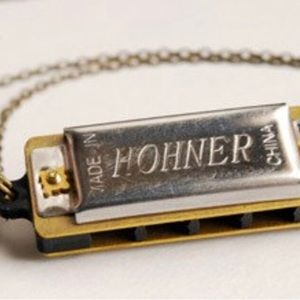Harmonica Necklace- Music instrument Pendant on brass chain